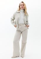 Bayan Krem Yaka Detaylı Loose-Fit Hırka