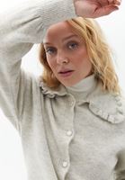 Bayan Krem Yaka Detaylı Loose-Fit Hırka