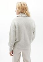 Bayan Krem Yaka Detaylı Loose-Fit Hırka