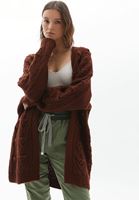 Bayan Bordo Midi Triko Hırka