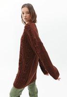 Bayan Bordo Midi Triko Hırka