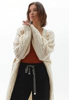 Bayan Bej Midi Triko Hırka