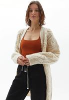 Bayan Bej Midi Triko Hırka