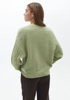 Bayan Yeşil Loose-Fit Ajurlu Hırka