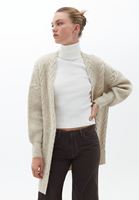 Bayan Bej Midi Boy Triko Hırka