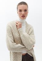 Bayan Bej Midi Boy Triko Hırka