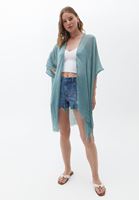 Midi Boy Kimono ve Denim Şort Kombini