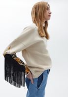 Bayan Bej Püskül Detaylı Oversize Sweatshirt