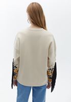 Bayan Bej Püskül Detaylı Oversize Sweatshirt