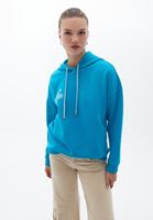Bayan Mavi Oversize Baskılı Sweatshirt