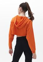 Bayan Turuncu Kapüşonlu Crop Sweatshirt