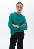 Bayan Yeşil Baskılı Oversize Sweatshirt