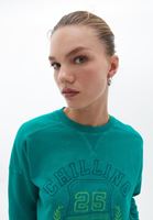 Bayan Yeşil Baskılı Oversize Sweatshirt