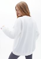 Bayan Krem Oversize Baskılı Sweatshirt