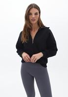 Bayan Siyah Fermuarlı Sweatshirt