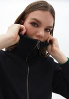Bayan Siyah Fermuarlı Sweatshirt
