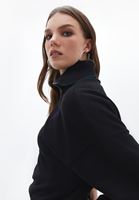 Bayan Siyah Fermuarlı Sweatshirt