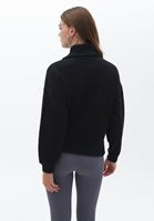 Bayan Siyah Fermuarlı Sweatshirt
