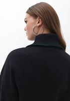 Bayan Siyah Fermuarlı Sweatshirt