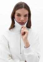 Bayan Krem Fermuarlı Sweatshirt