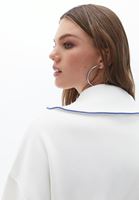 Bayan Krem Fermuarlı Sweatshirt