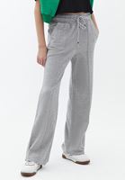 Bayan Gri Pamuklu Yüksek Bel Wide-Leg Pantolon