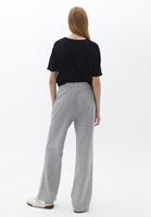 Bayan Gri Pamuklu Yüksek Bel Wide-Leg Pantolon