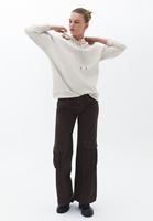 Bayan Bej Oversize Kapüşonlu Sweatshirt