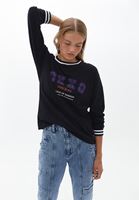 Bayan Siyah Oversize Baskılı Sweatshirt