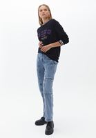 Bayan Siyah Oversize Baskılı Sweatshirt