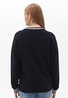 Bayan Siyah Oversize Baskılı Sweatshirt