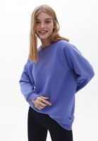 Bayan Mor Pamuklu Oversize Sweatshirt