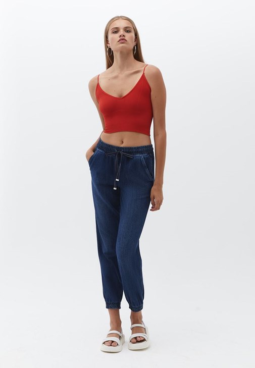  Beli Lastikli Denim Jogger