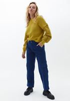 Bayan Lacivert Straight-Fit Kadife Pantolon