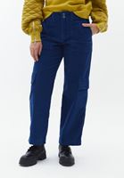 Bayan Lacivert Straight-Fit Kadife Pantolon