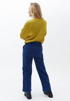 Bayan Lacivert Straight-Fit Kadife Pantolon