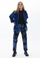 Bayan Lacivert Oversize Kadife Gömlek