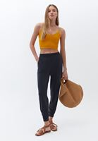 Bayan Siyah Yumuşak Dokulu Jogger Harem Pantolon