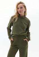 Bayan Yeşil Yumuşak Dokulu Loose-Fit Sweatshirt