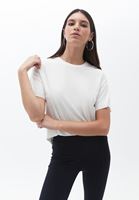 Bayan Krem Yumuşak Dokulu Sıfır Yaka Tişört (MODAL )