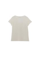 Bayan Krem Yumuşak Tuşeli V Yaka Tişört ( MODAL )