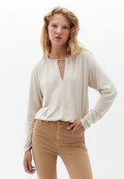 Bayan Bej Cut-Out Detaylı Bluz ( MODAL )