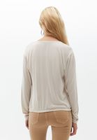 Bayan Bej Cut-Out Detaylı Bluz ( MODAL )