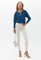 Bayan Mavi Cut-Out Detaylı Bluz ( MODAL )