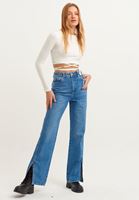Staright-Fit Pantolon ve Lastikli Crop Kombini