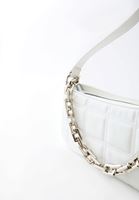 Bayan Beyaz Zincirli Kapitone Baget Çanta