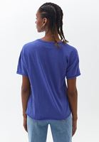 Bayan Mavi V Yaka Oversize Tişört