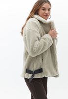 Bayan Bej Kürk Detaylı Oversize Mont