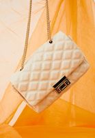 Bayan Bej Kapitoneli Askılı Çanta