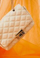 Bayan Bej Kapitoneli Askılı Çanta